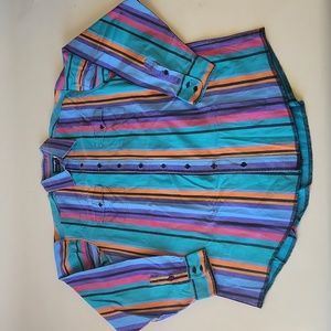 Wrangler Brushpopper X-long tails Western Rodeo Striped Cowboy Shirt 18-38 VTG